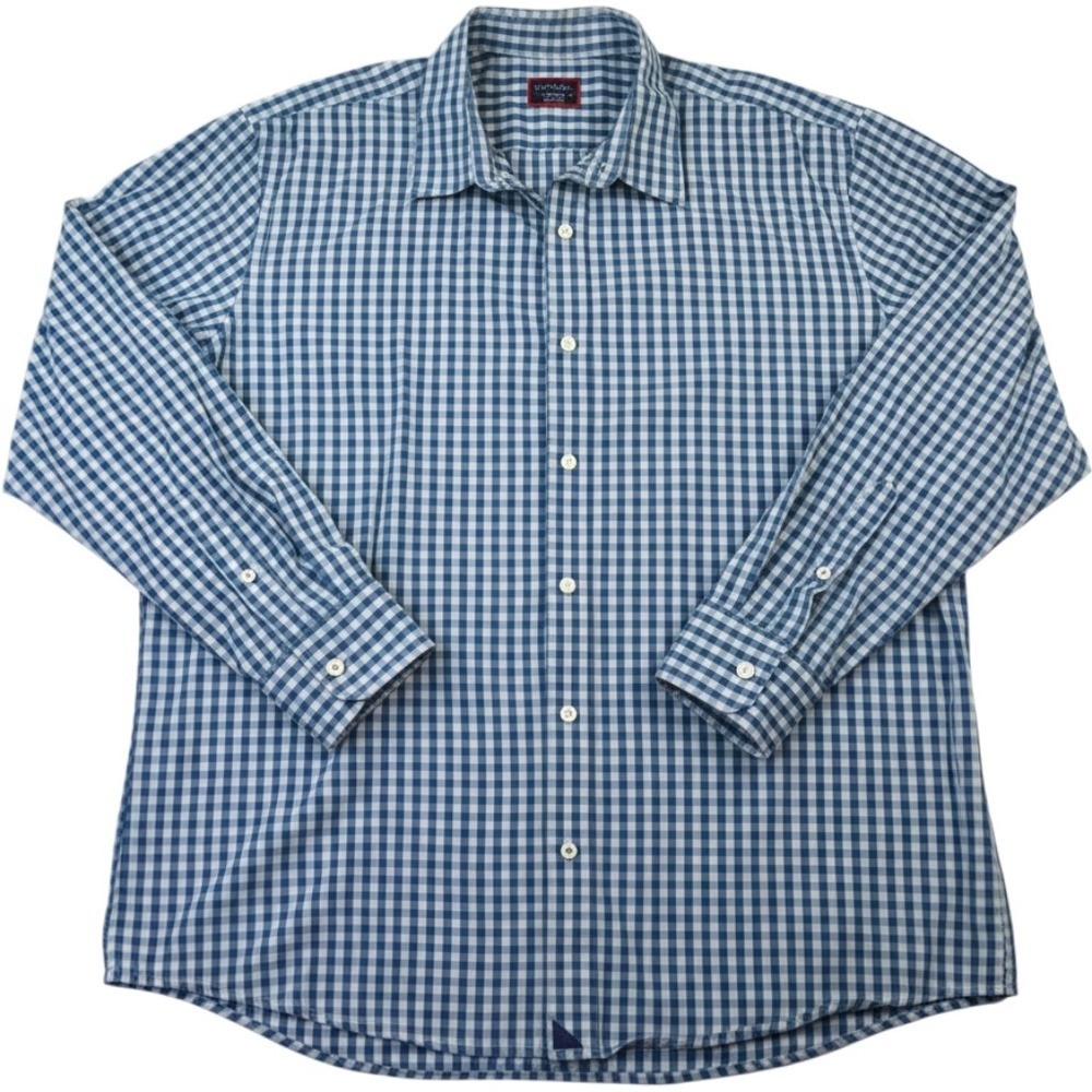 UNTUCKit Mens XXL Blue Gingham Check 100% Cotton Long Sleeve Button Down Shirt